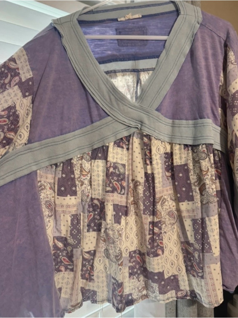 Oli & Hali Lavender Patchwork Peasant Blouse